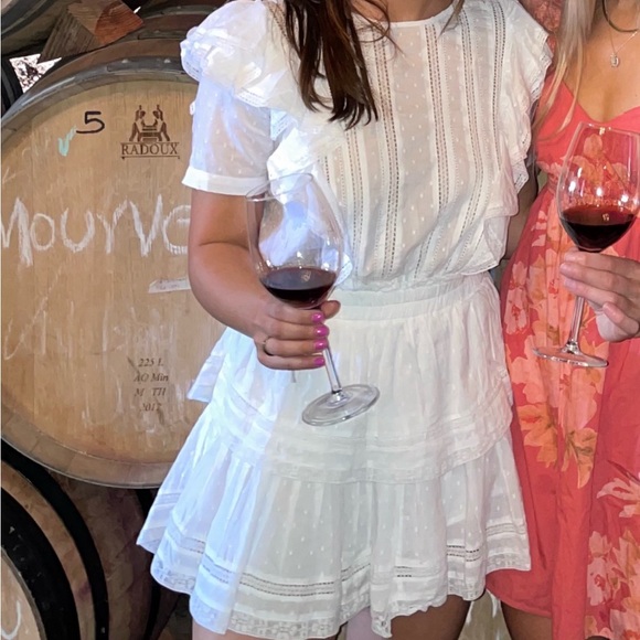 LoveShackFancy White Ruffle-Tiered Mini Dress - Picture 2 of 2